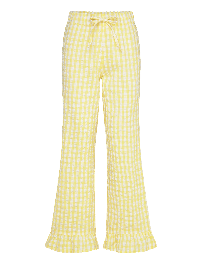 Gina Tricot - Gingham seersucker trousers - pyjamahose - white/yellow (1018) - 0
