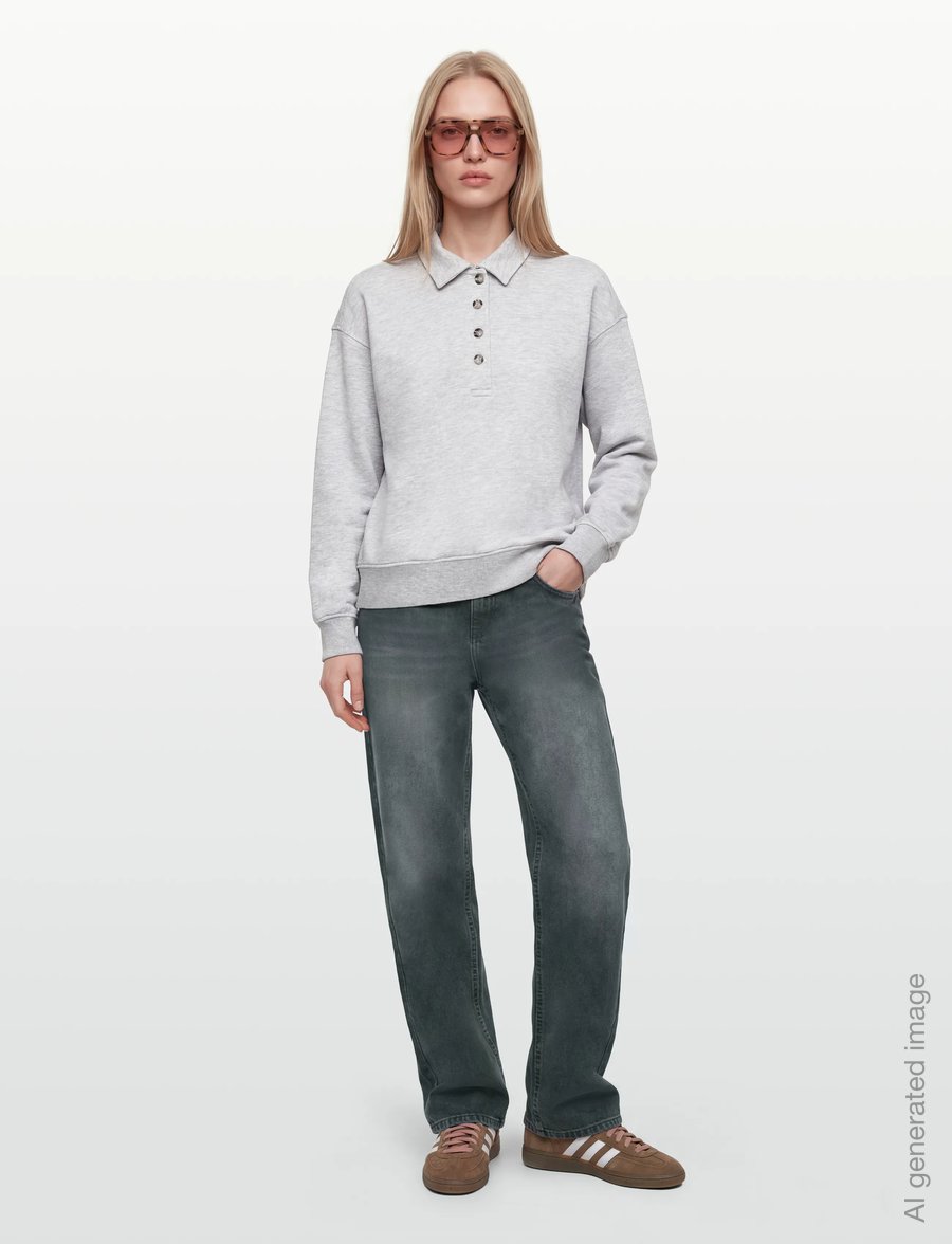 Gina Tricot - Collar sweater - sweatshirts - grey melange (8181) - 0