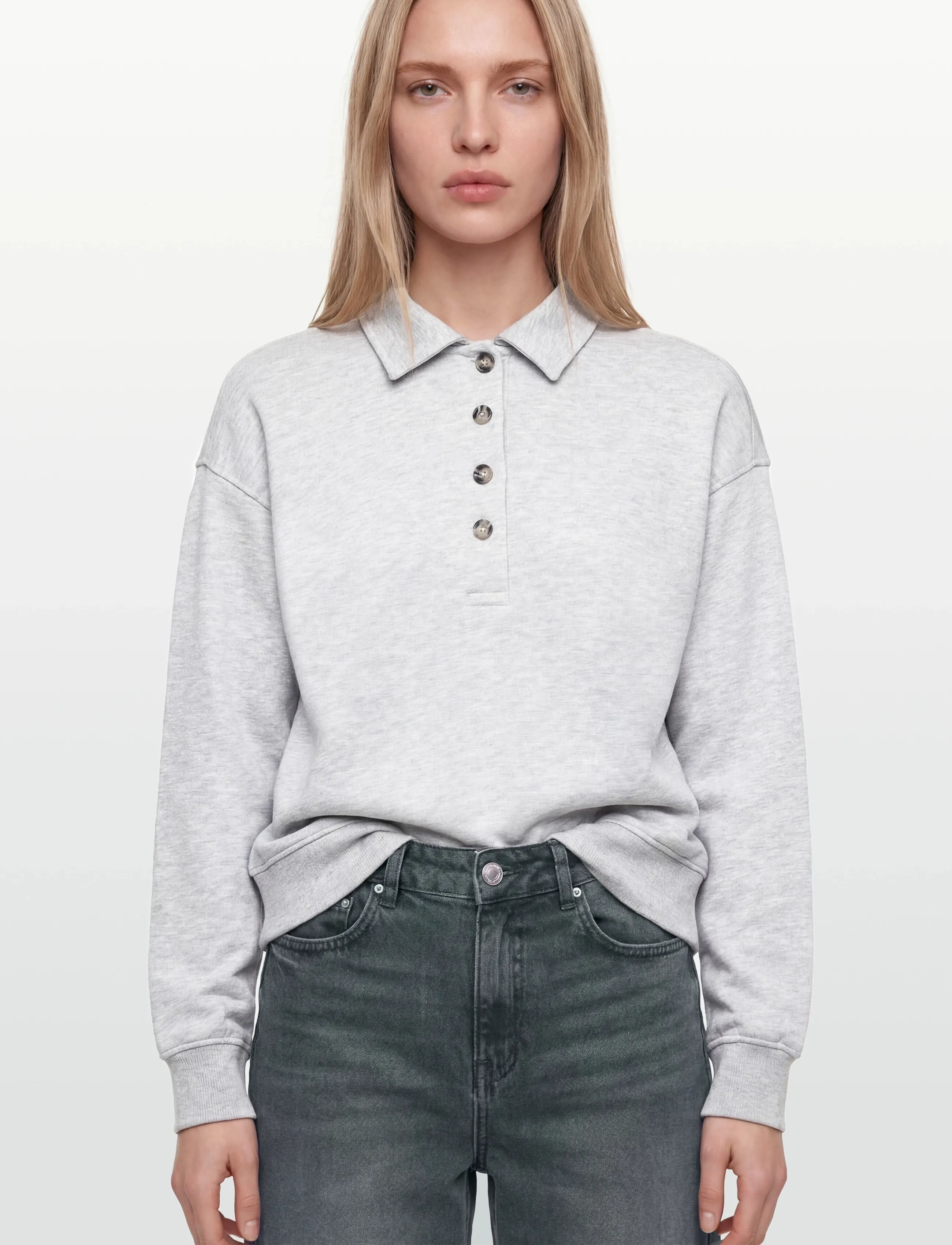 Gina Tricot - Collar sweater - sweatshirts - grey melange (8181) - 4