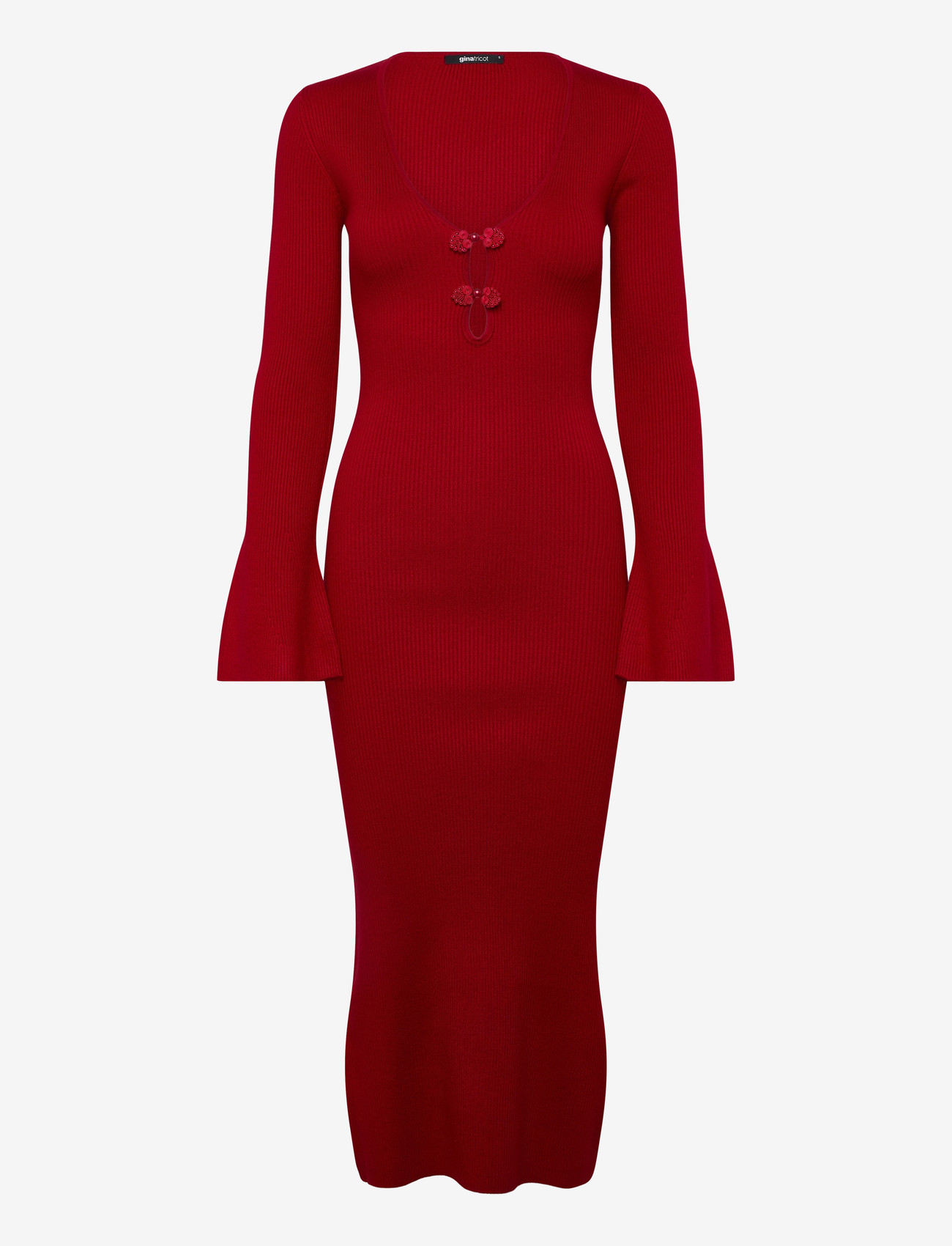 Gina Tricot - Knitted midi dress - bodycon dresses - haute red - 0