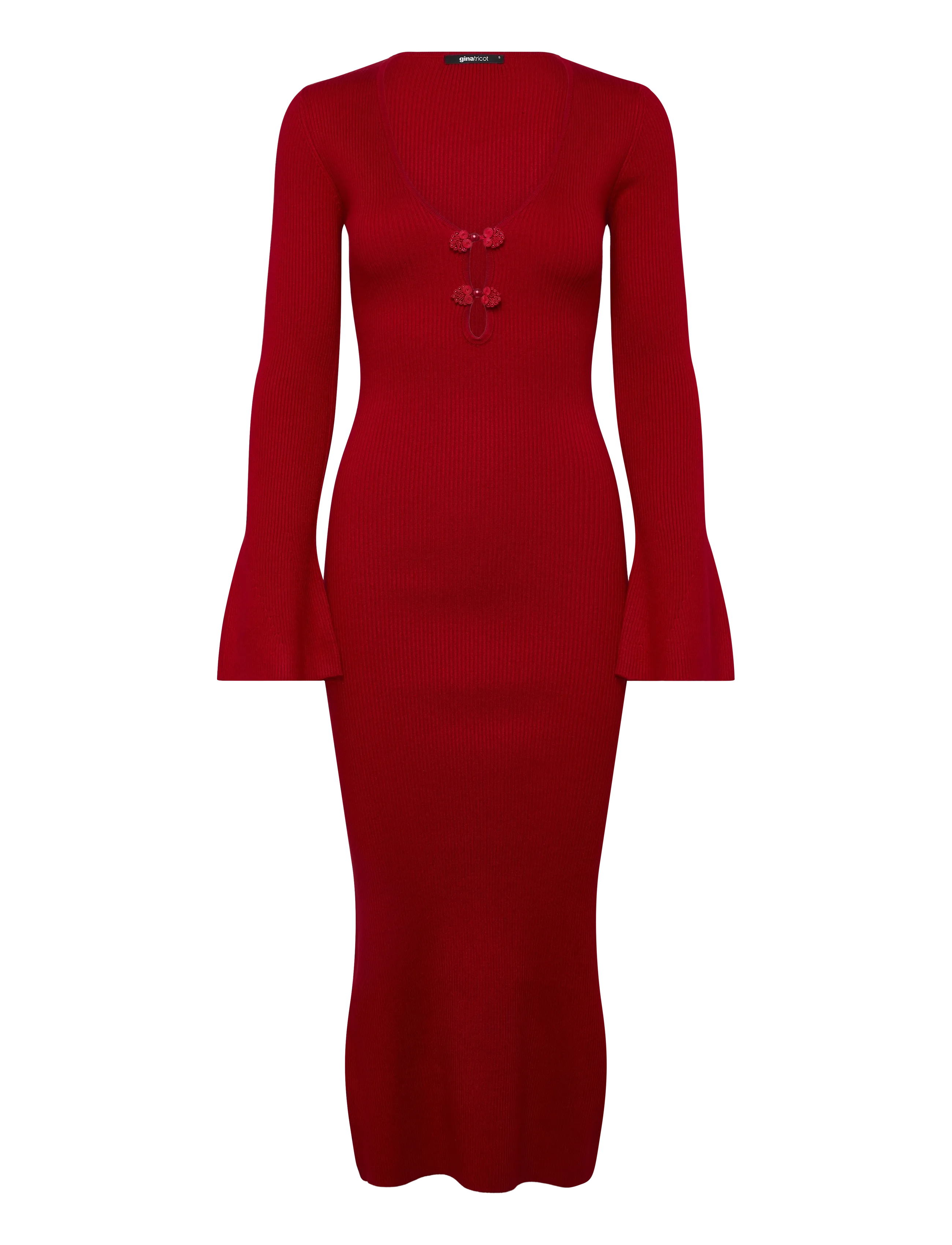 Gina Tricot Knitted midi dress - Festklänningar - HAUTE RED / red