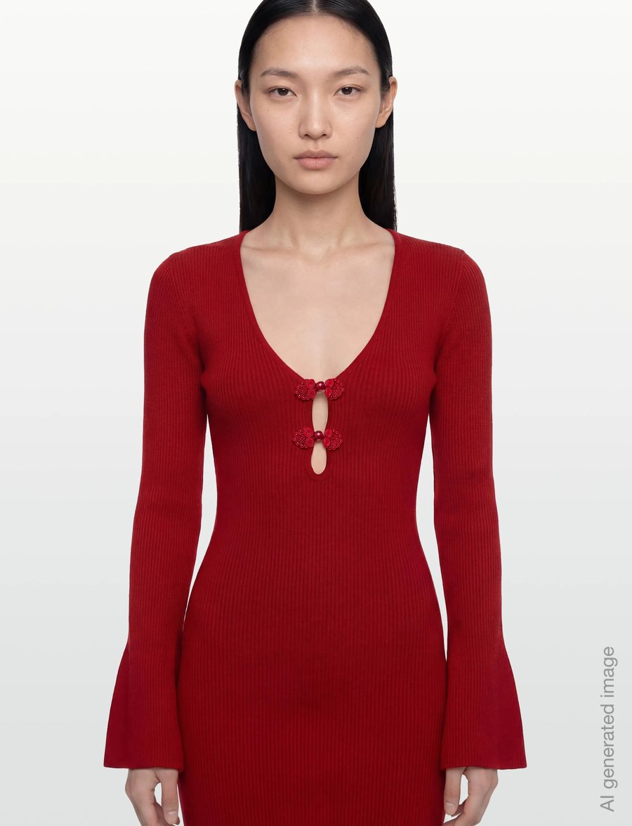 Gina Tricot - Knitted midi dress - liibuvad kleidid - haute red - 3