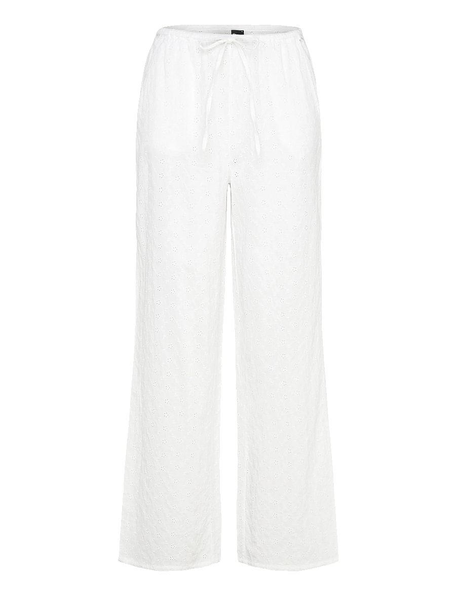 Gina Tricot - Broderie anglaise trousers - vida byxor - white (1000) - 1