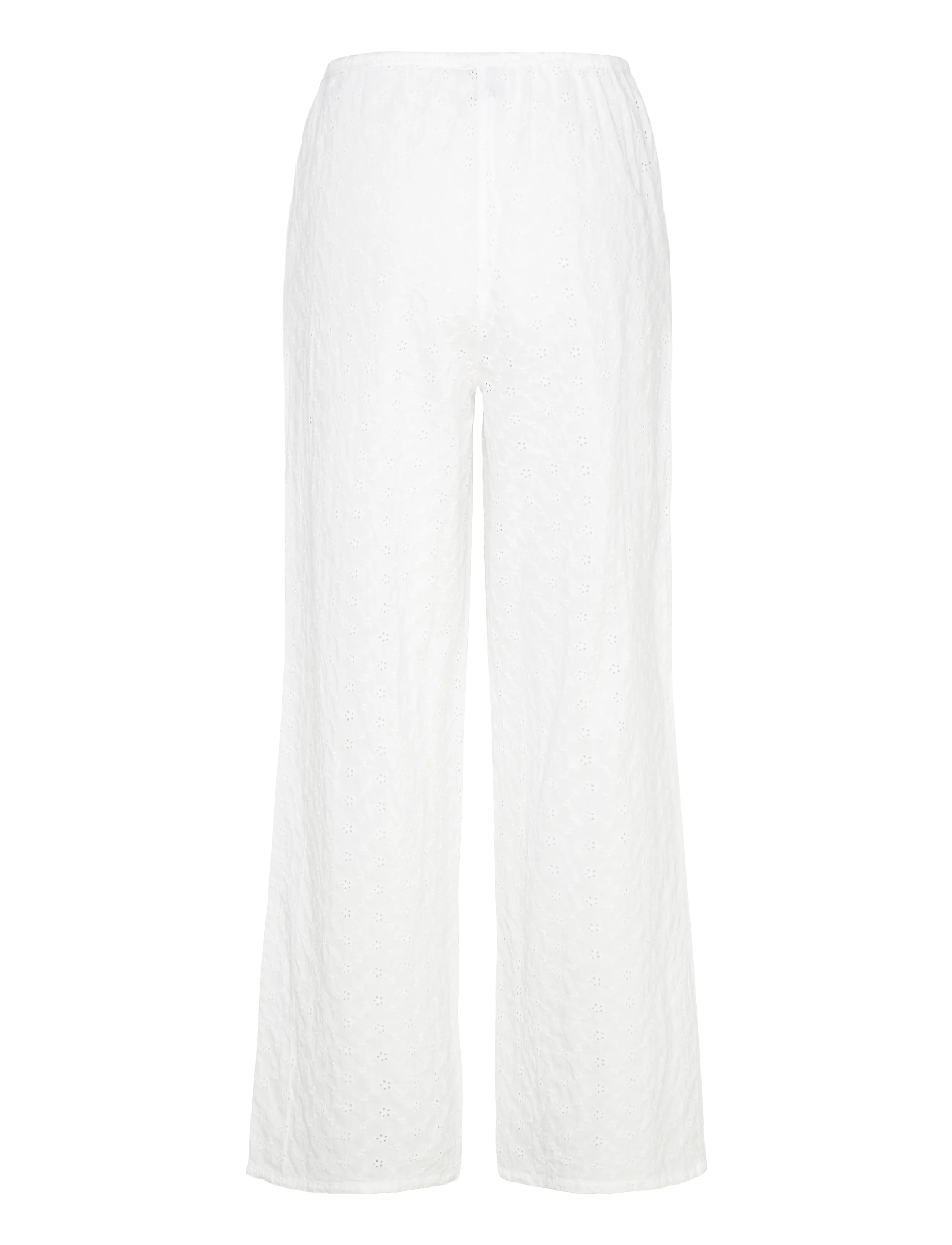 Gina Tricot - Broderie anglaise trousers - laia säärega püksid - white (1000) - 1