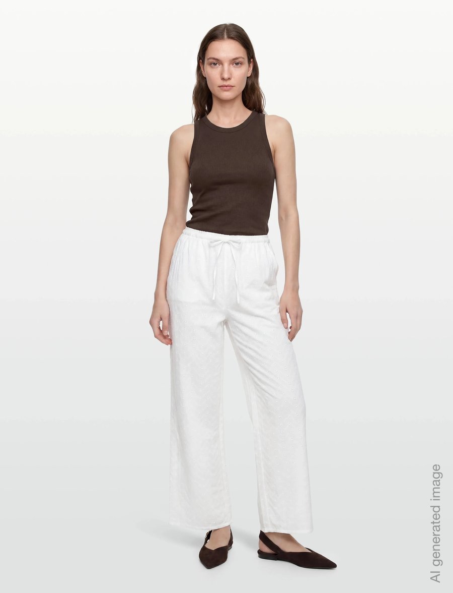 Gina Tricot - Broderie anglaise trousers - vida byxor - white (1000) - 3