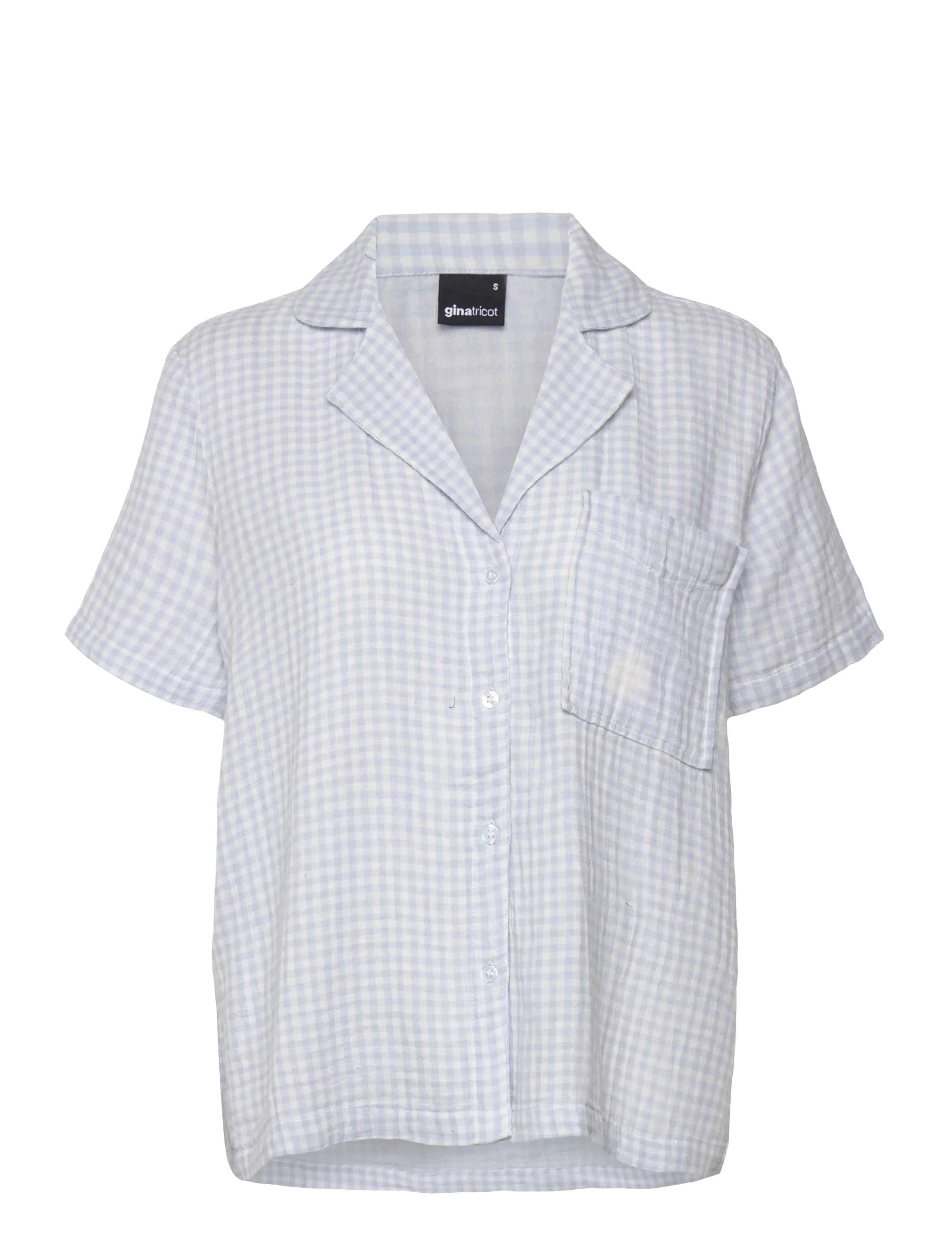 Gina Tricot Gingham Gauze Homewear Shirt, XS, Night & Loungewear, Weiß - Oberteile, Frauen