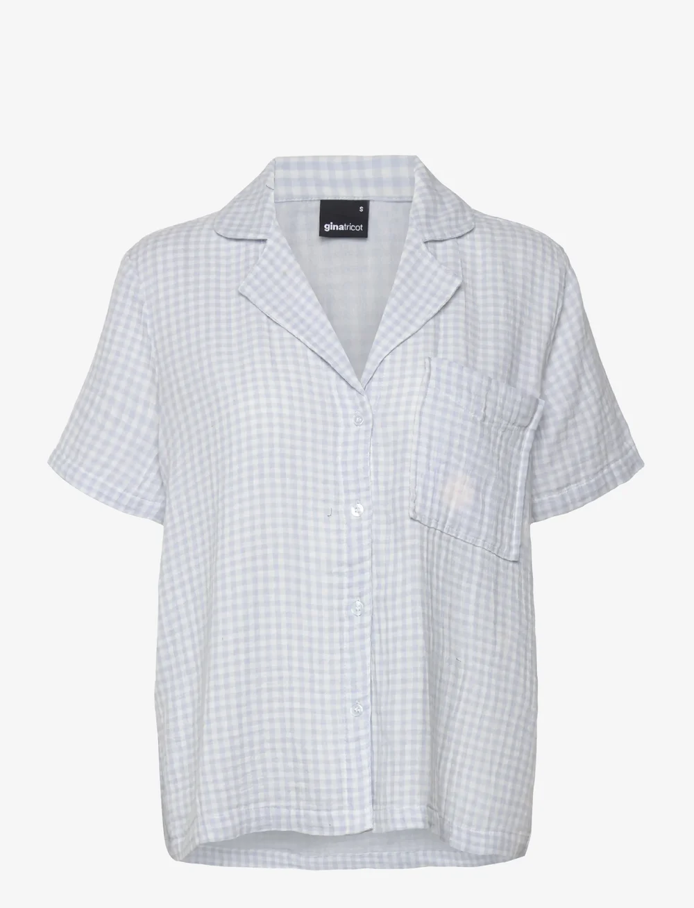 Gina Tricot - Gingham gauze homewear shirt - alussärgid - blue check - 0