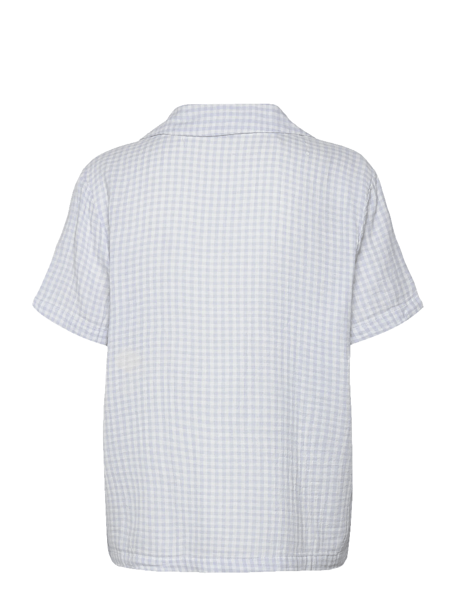 Gina Tricot - Gingham gauze homewear shirt - hauts - blue check - 1