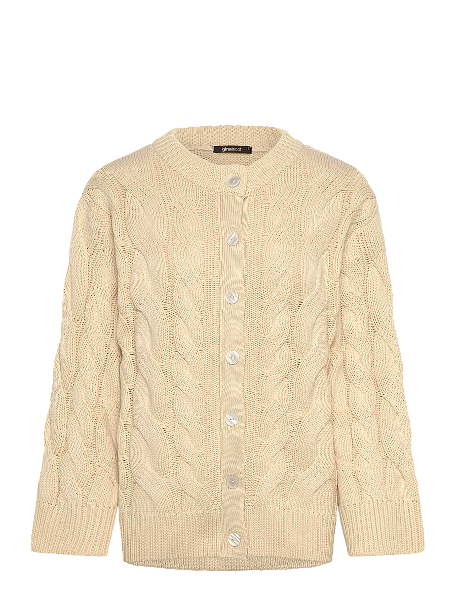 Gina Tricot - Chunky knitted cable cardigan - almond milk (7059) - 1