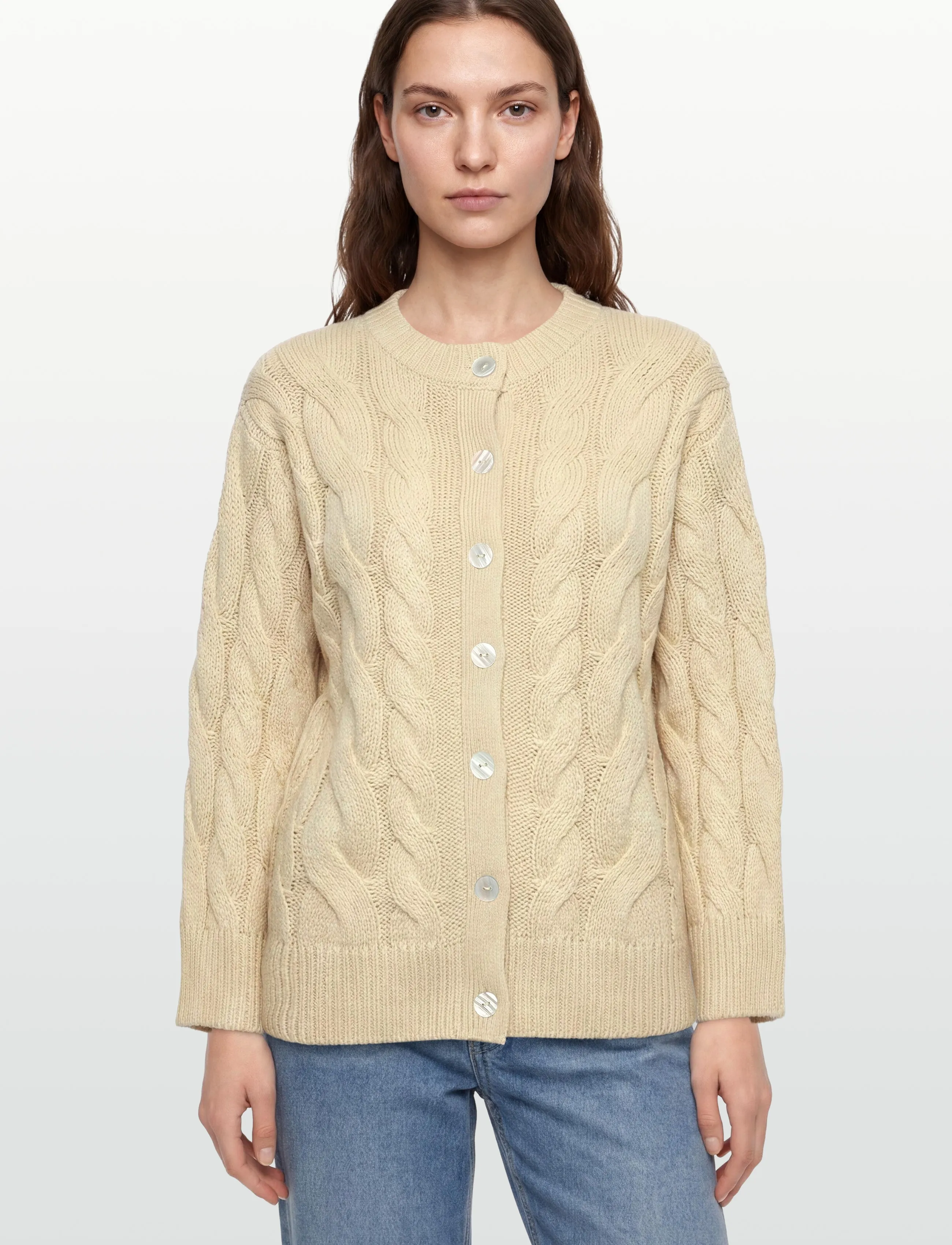 Gina Tricot - Chunky knitted cable cardigan - almond milk (7059) - 3