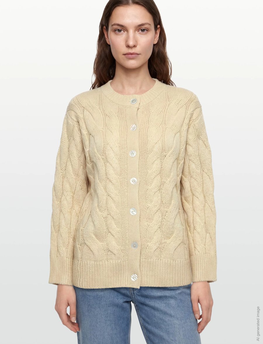 Gina Tricot - Chunky knitted cable cardigan - almond milk (7059) - 3