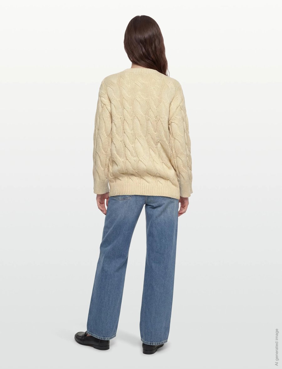 Gina Tricot - Chunky knitted cable cardigan - almond milk (7059) - 4