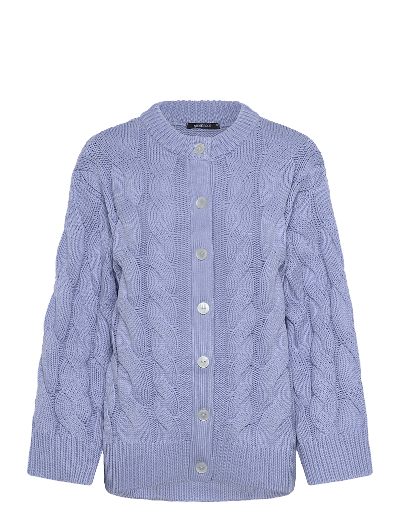 Gina Tricot - Chunky knitted cable cardigan - cardigans - brunnera blue (5435) - 0