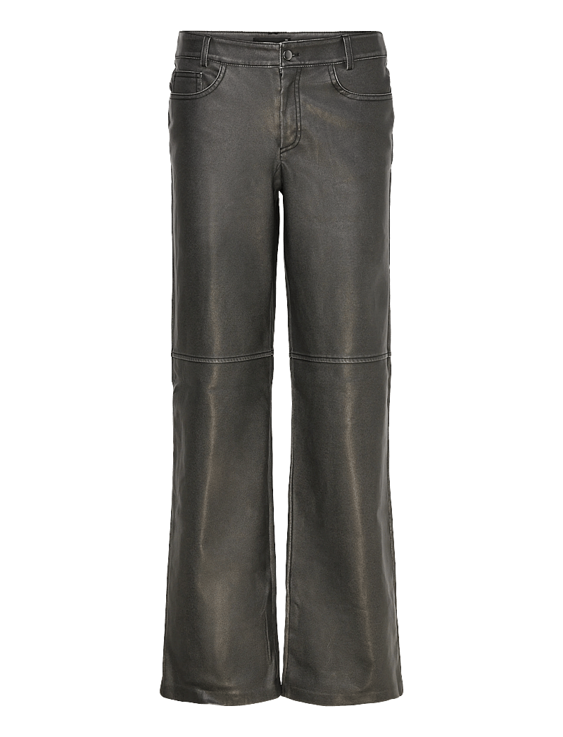 Gina Tricot - Distressed pu trousers - lederhosen - offblack - 0