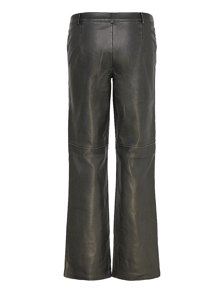 Gina Tricot - Distressed pu trousers - læderbukser - offblack - 1