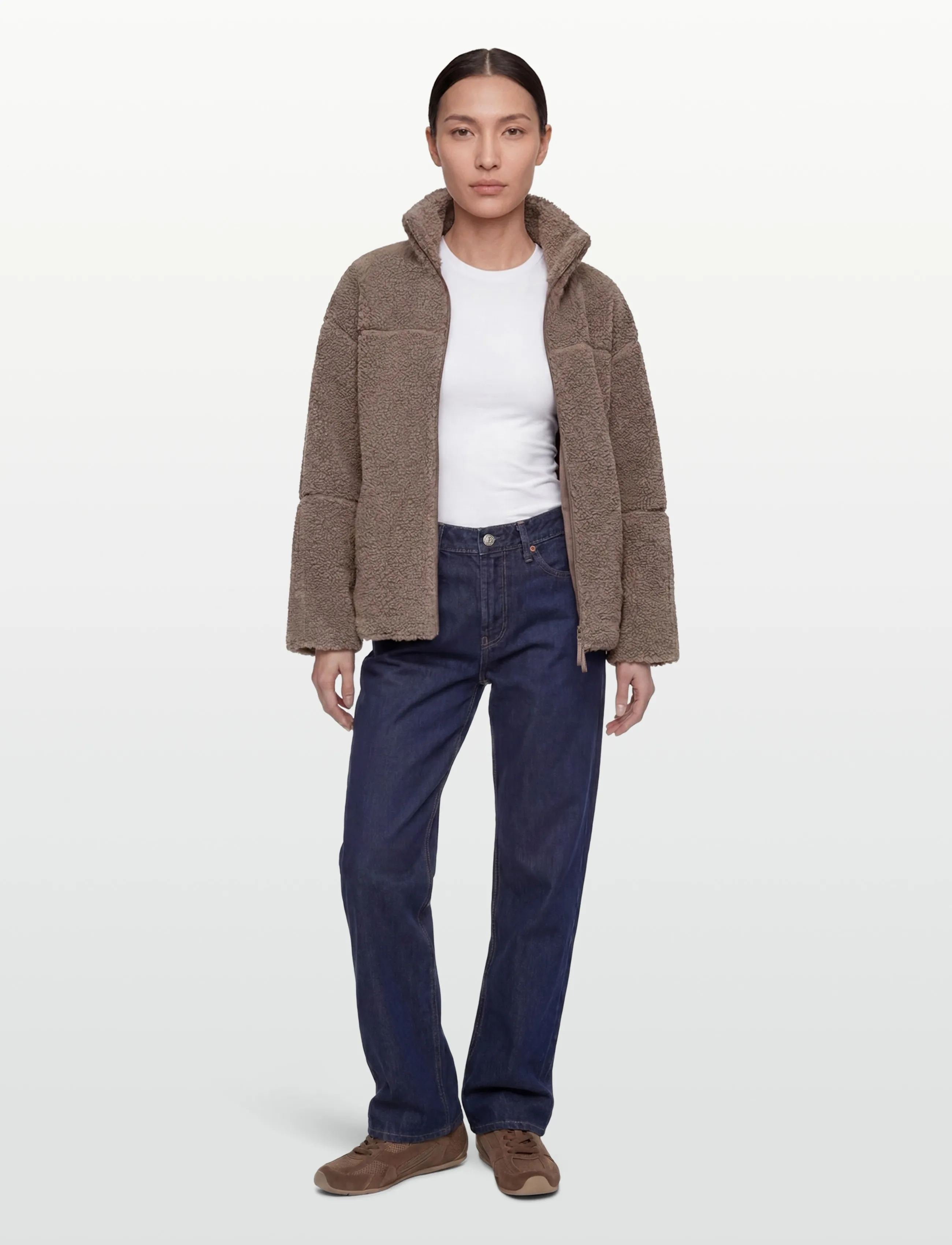 Gina Tricot Pile zip jacket - Gina Tricot - FALCON (7092) / brown