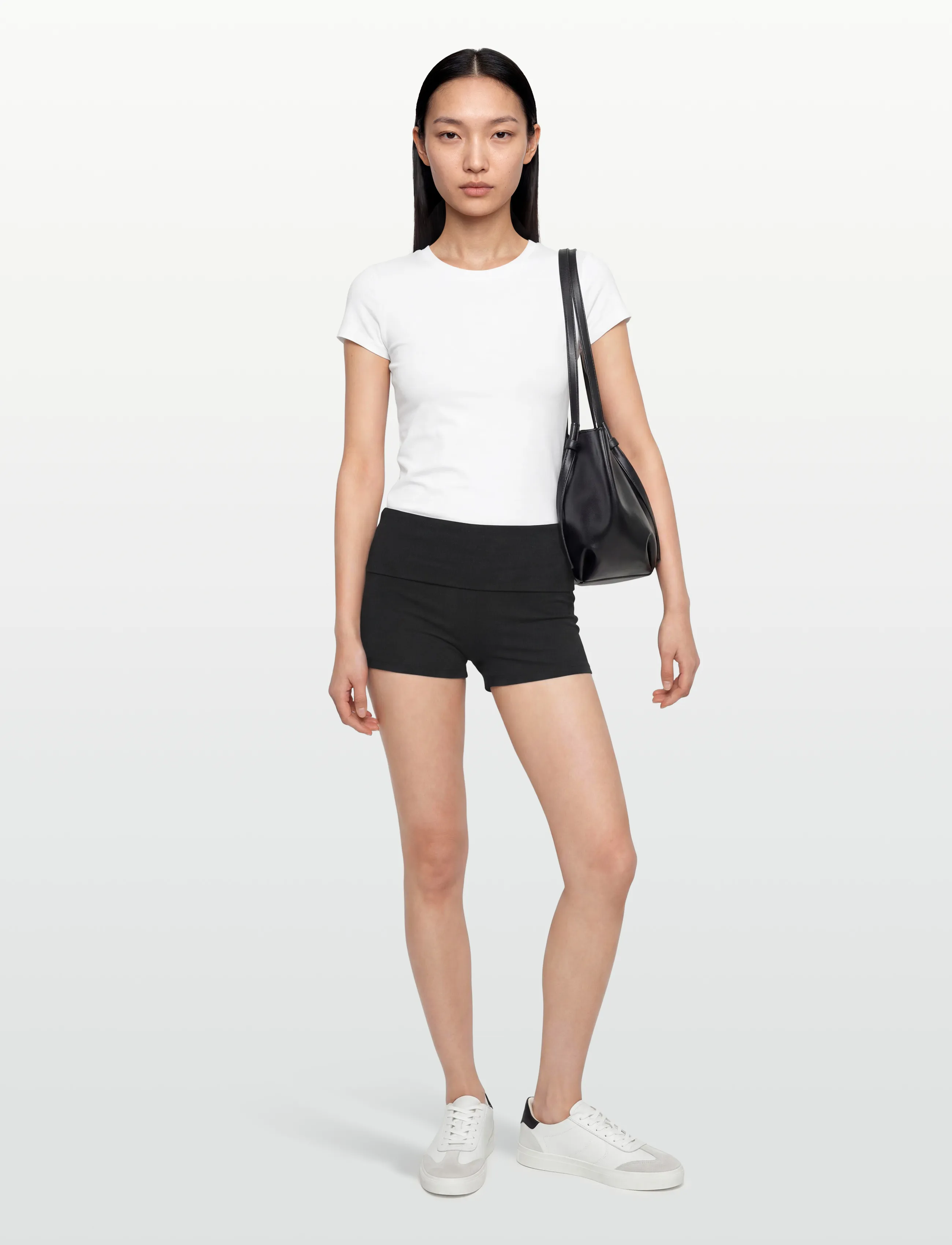 Gina Tricot Basic Folded Hotpants, Foldede Hotpants, Sort, Str: XL