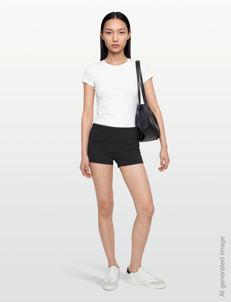 Gina Tricot - Basic folded hotpants - training tights - black (9000) - 0
