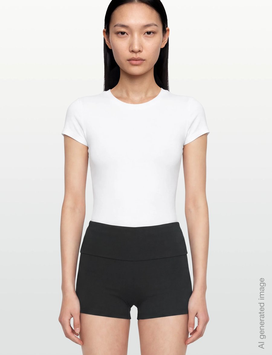 Gina Tricot - Basic folded hotpants - training tights - black (9000) - 3