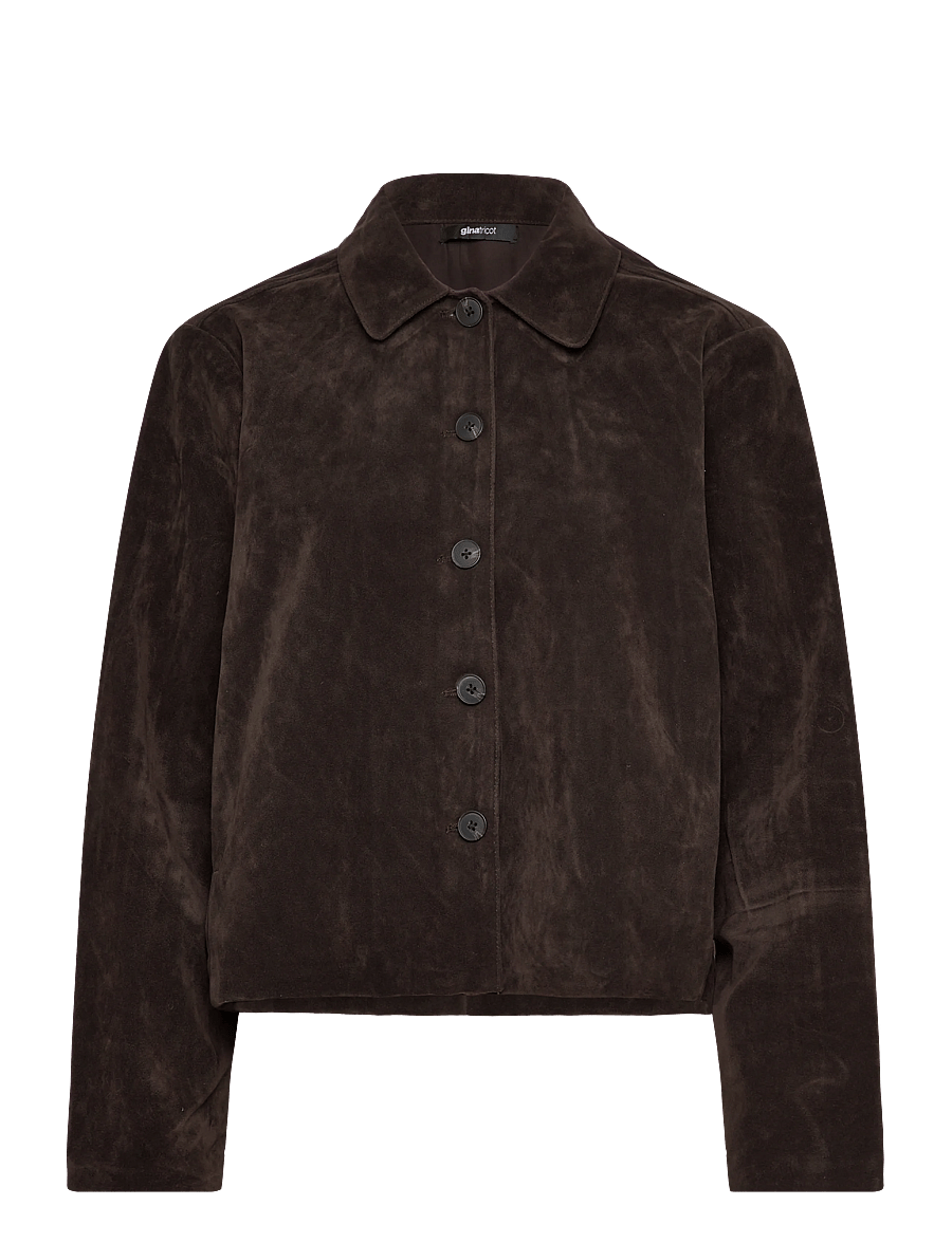 Gina Tricot - Faux suede short jacket - light jackets - dark brown (7180) - 1