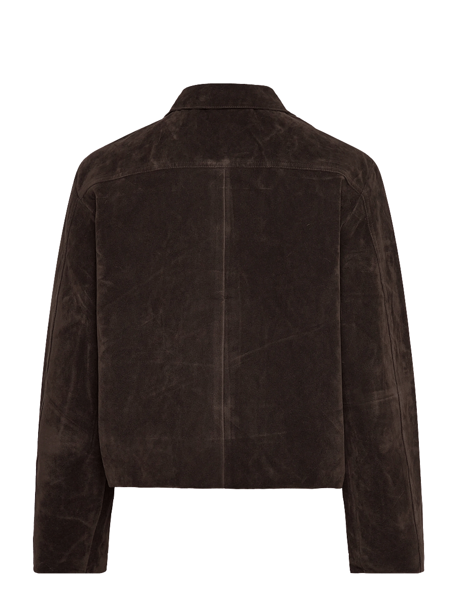 Gina Tricot - Faux suede short jacket - light jackets - dark brown (7180) - 2