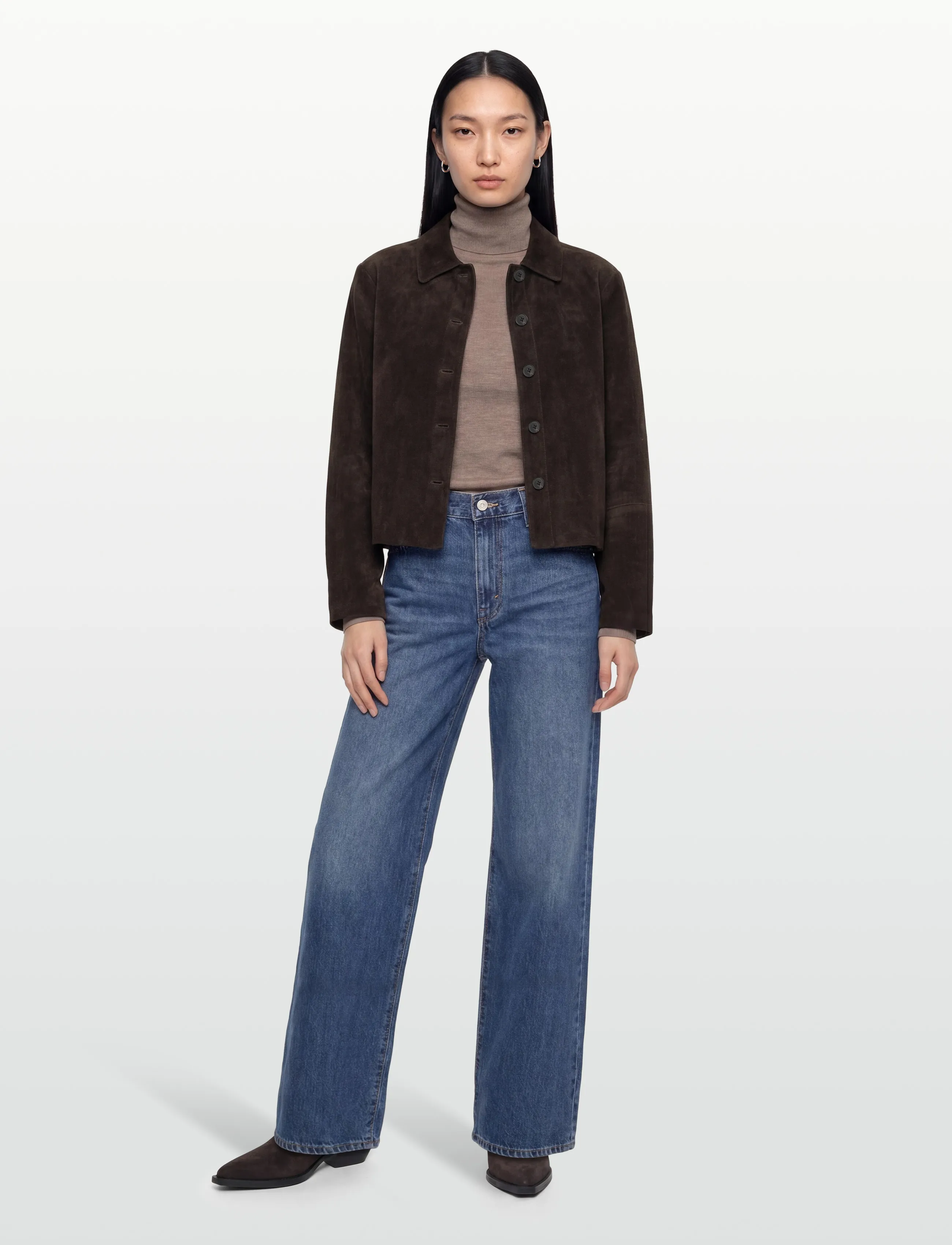 Gina Tricot Faux suede short jacket - Vaatteet - DARK BROWN (7180) / brown