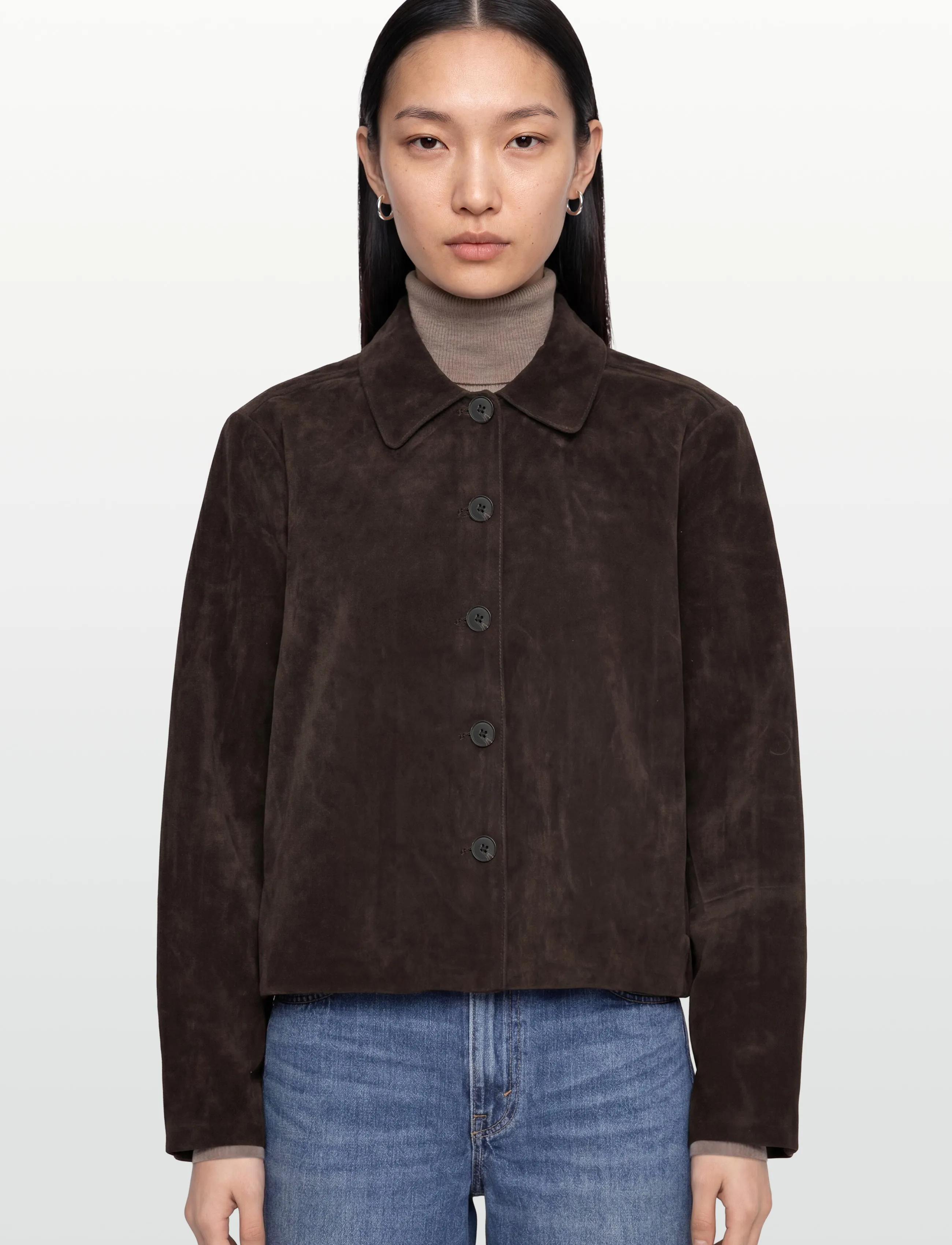 Gina Tricot - Faux suede short jacket - kurtki wiosenne - dark brown (7180) - 3