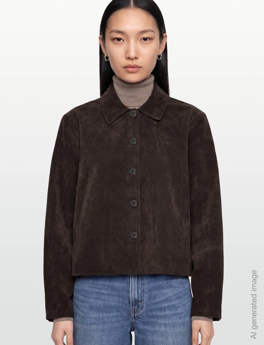 Gina Tricot - Faux suede short jacket - light jackets - dark brown (7180) - 3