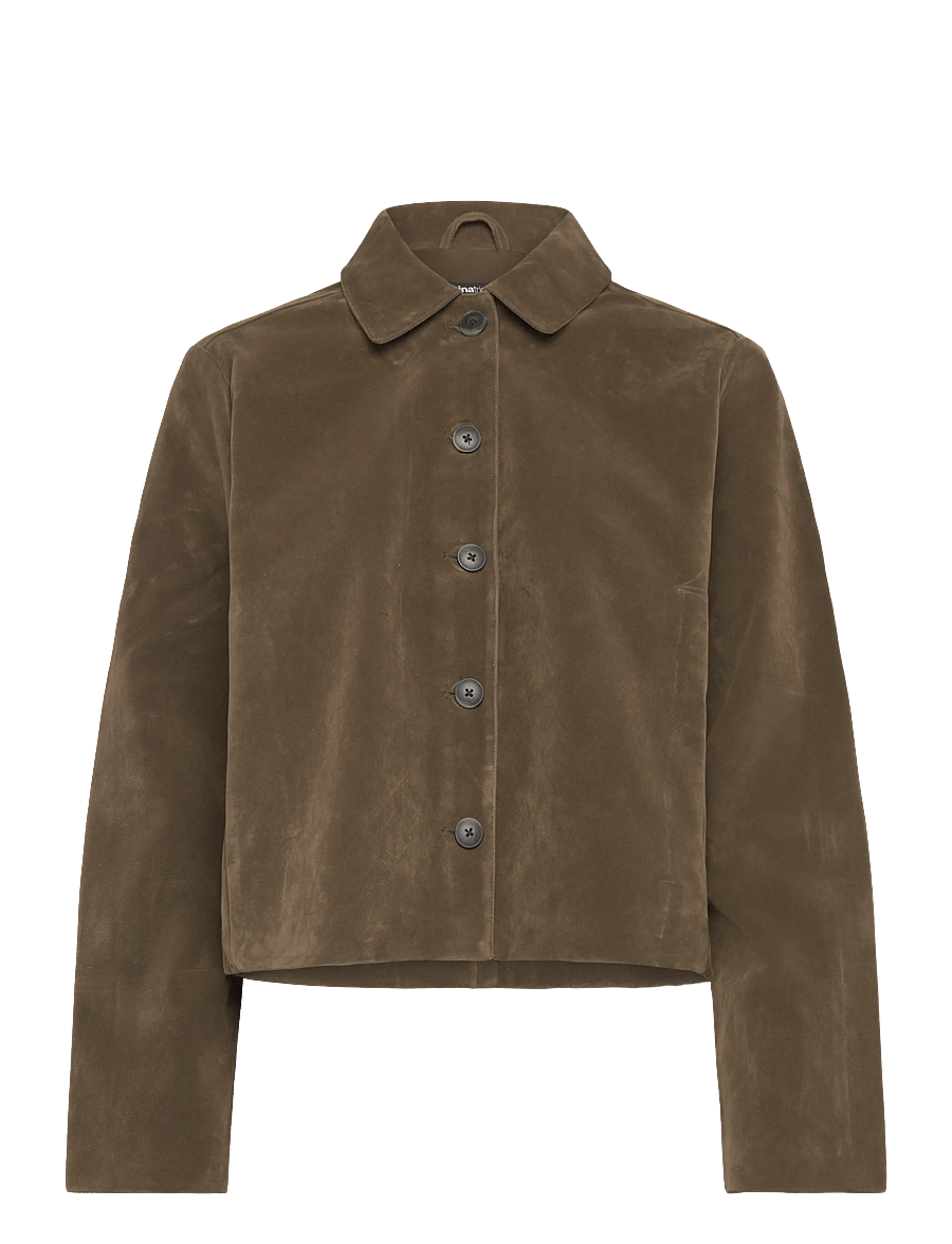 Gina Tricot - Faux suede short jacket - tunna jackor - khaki green (6074) - 1
