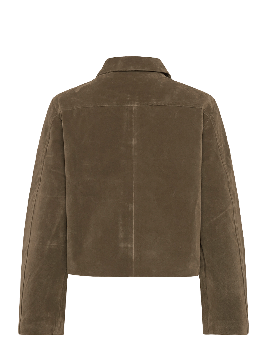 Gina Tricot - Faux suede short jacket - tunna jackor - khaki green (6074) - 2