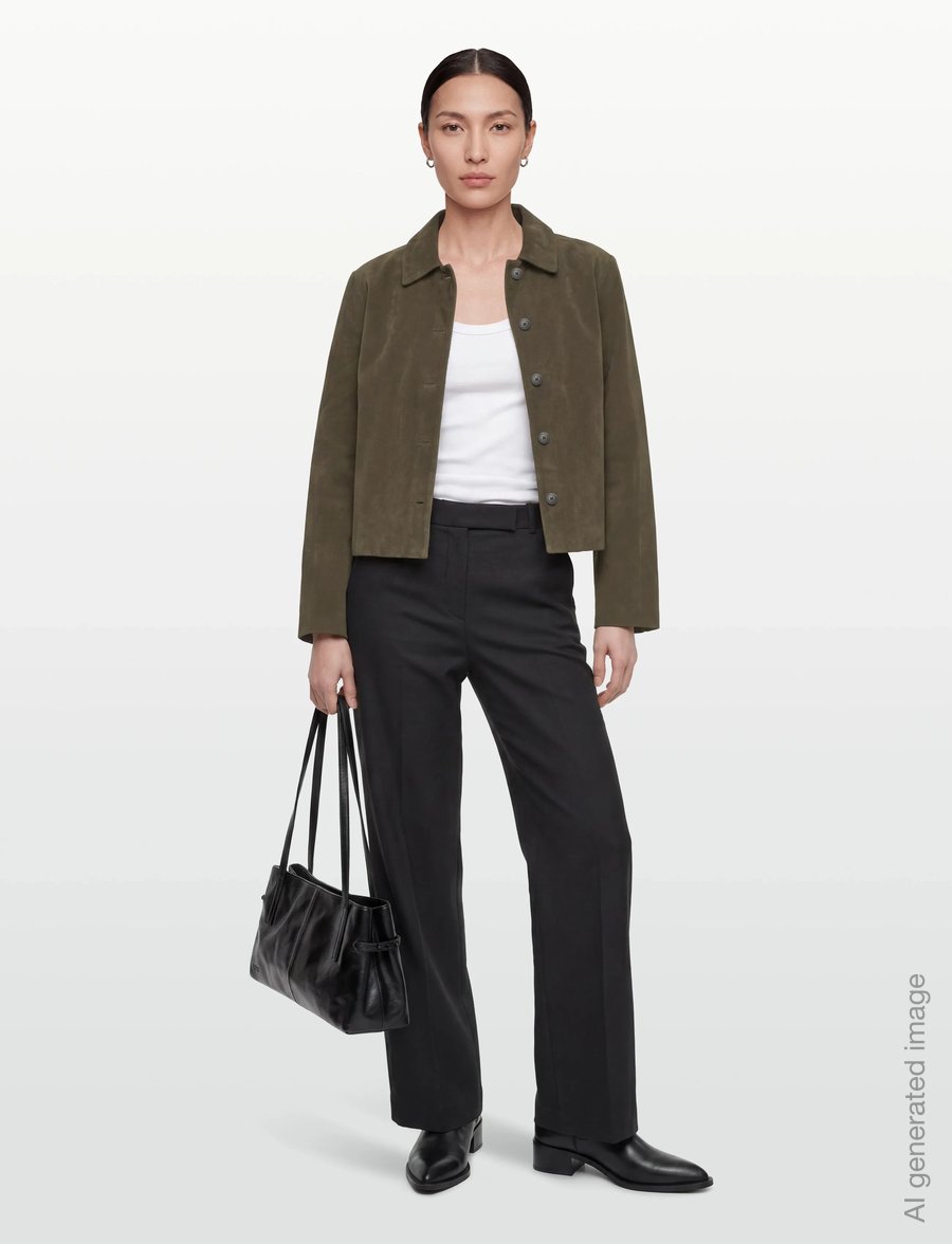 Gina Tricot - Faux suede short jacket - tunna jackor - khaki green (6074) - 0