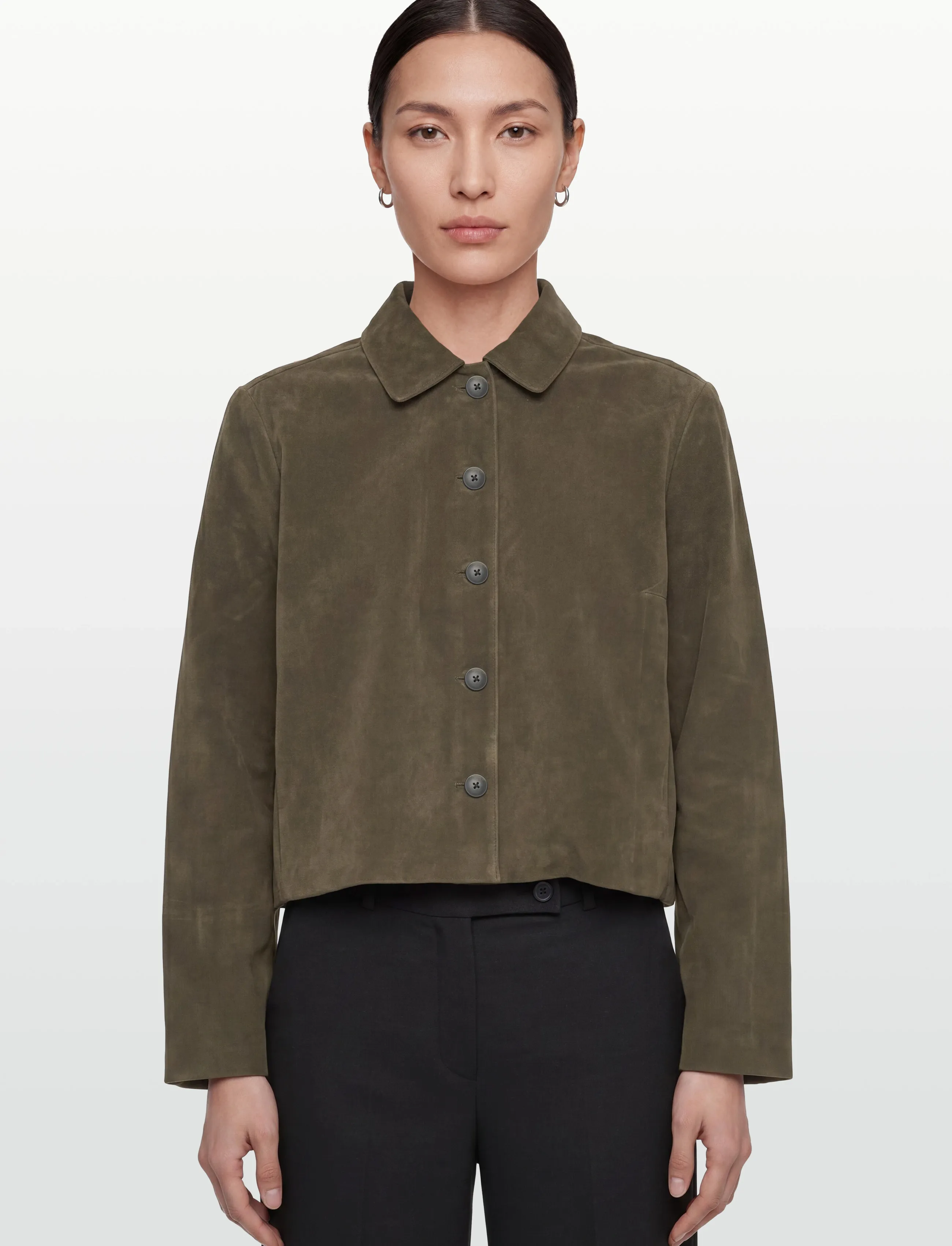 Gina Tricot - Faux suede short jacket - kurtki wiosenne - khaki green (6074) - 3