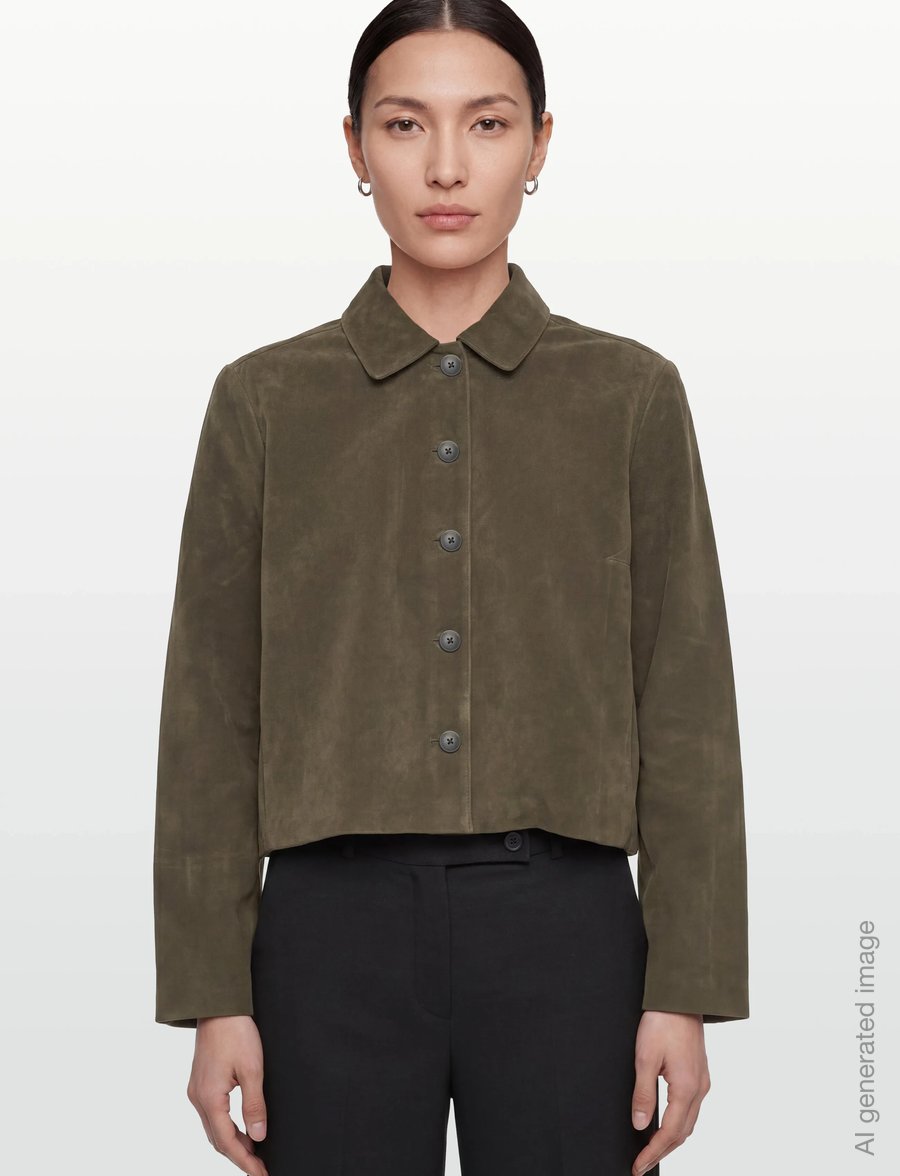Gina Tricot - Faux suede short jacket - tunna jackor - khaki green (6074) - 3