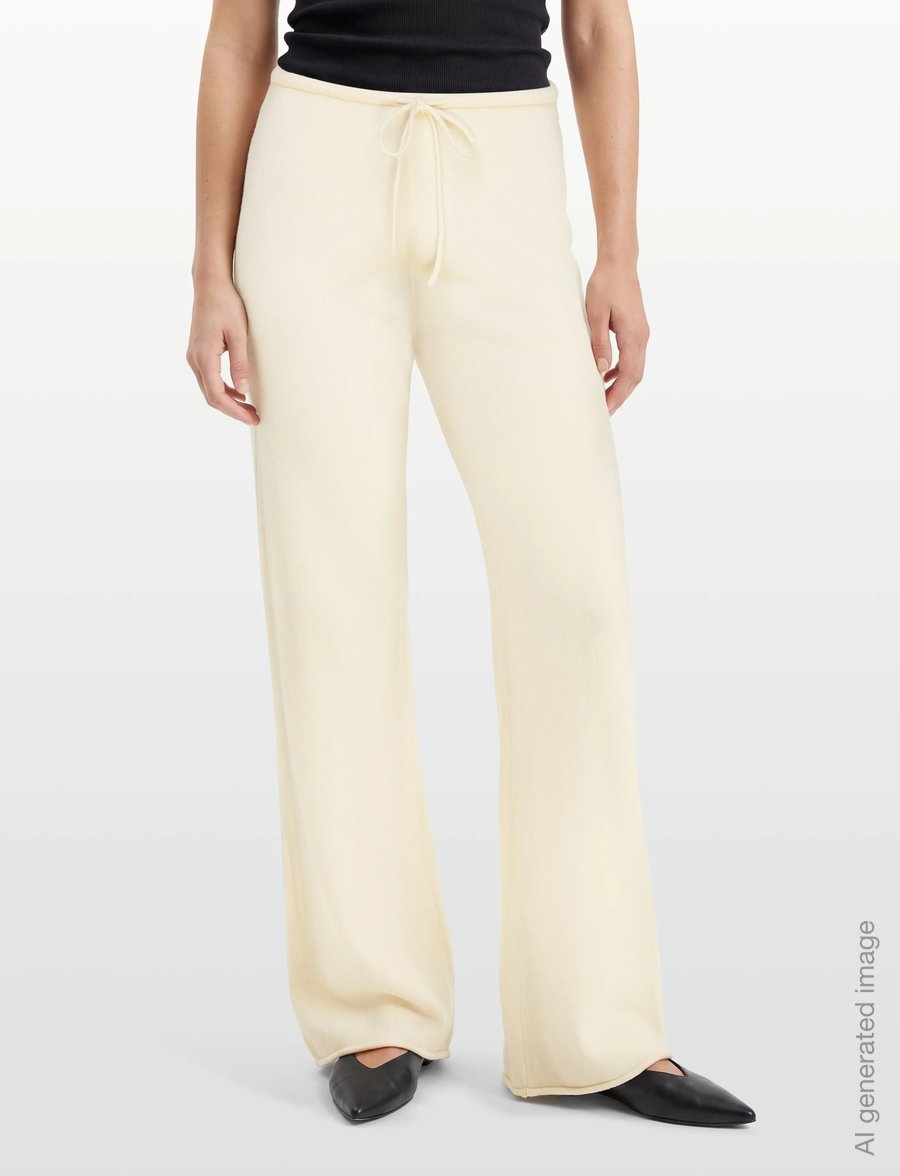 Gina Tricot - Knitted trousers - utsvängda byxor - vanilla - 3