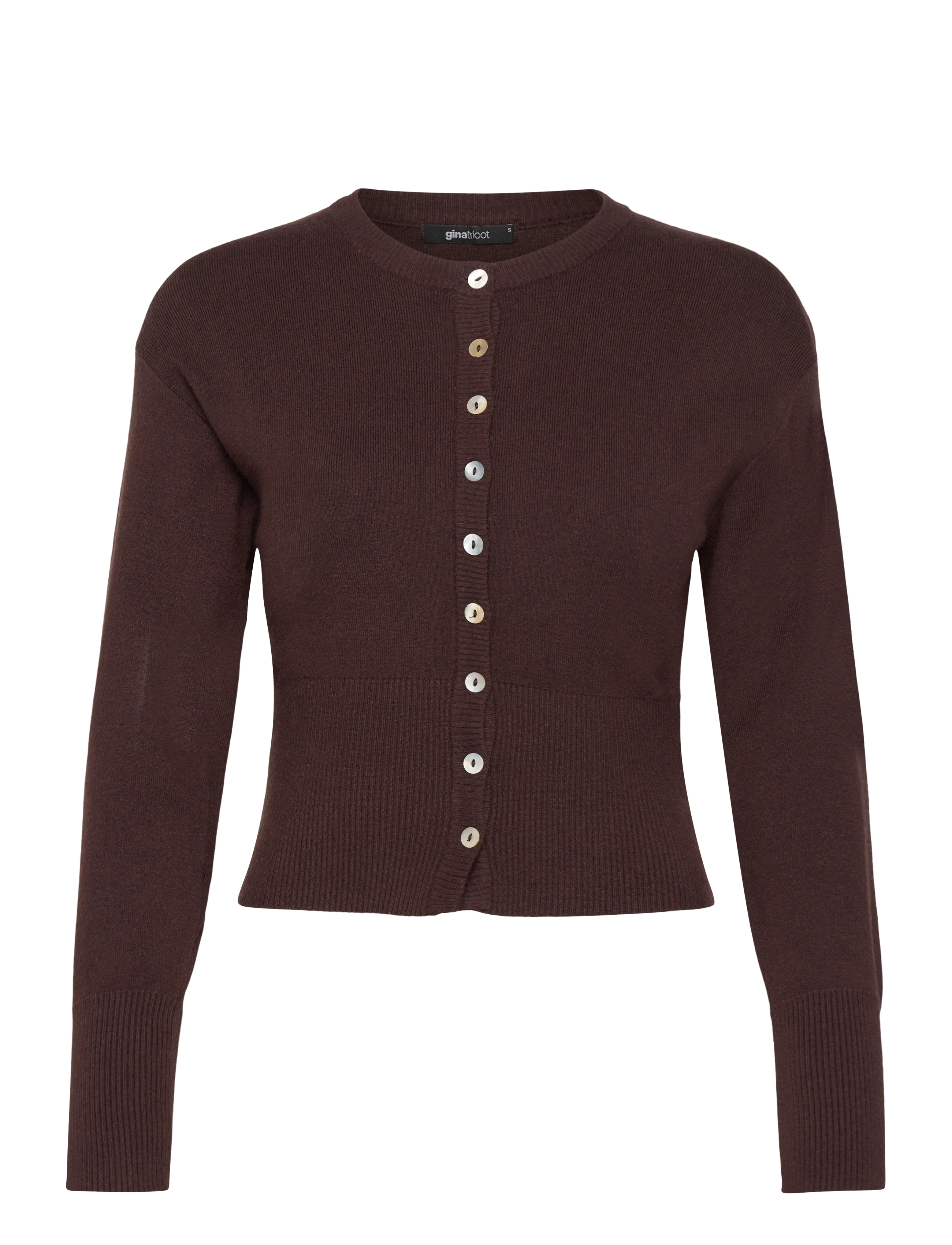 Gina Tricot Fitted knitted cardigan - Nyheter - SEAL BROWN (7083) / brown