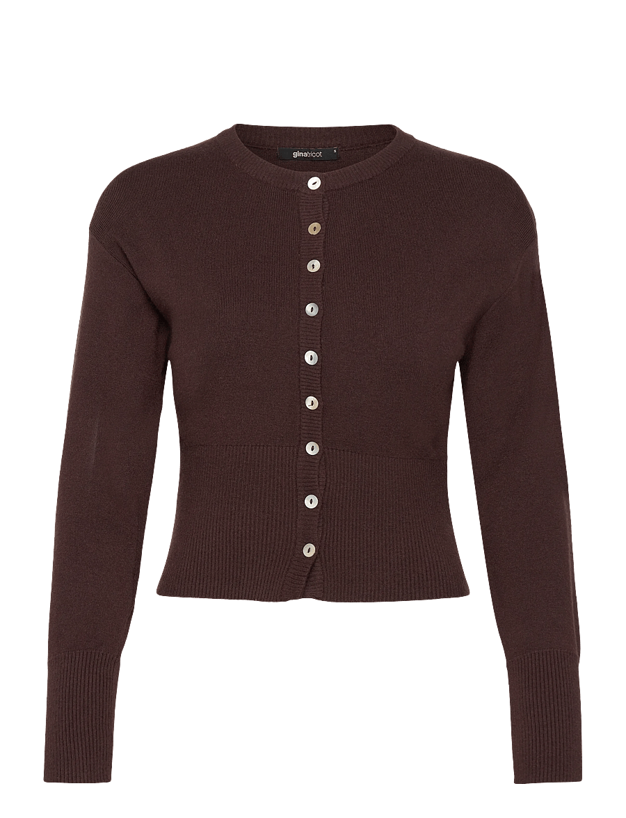 Gina Tricot - Fitted knitted cardigan - koftor - seal brown (7083) - 1