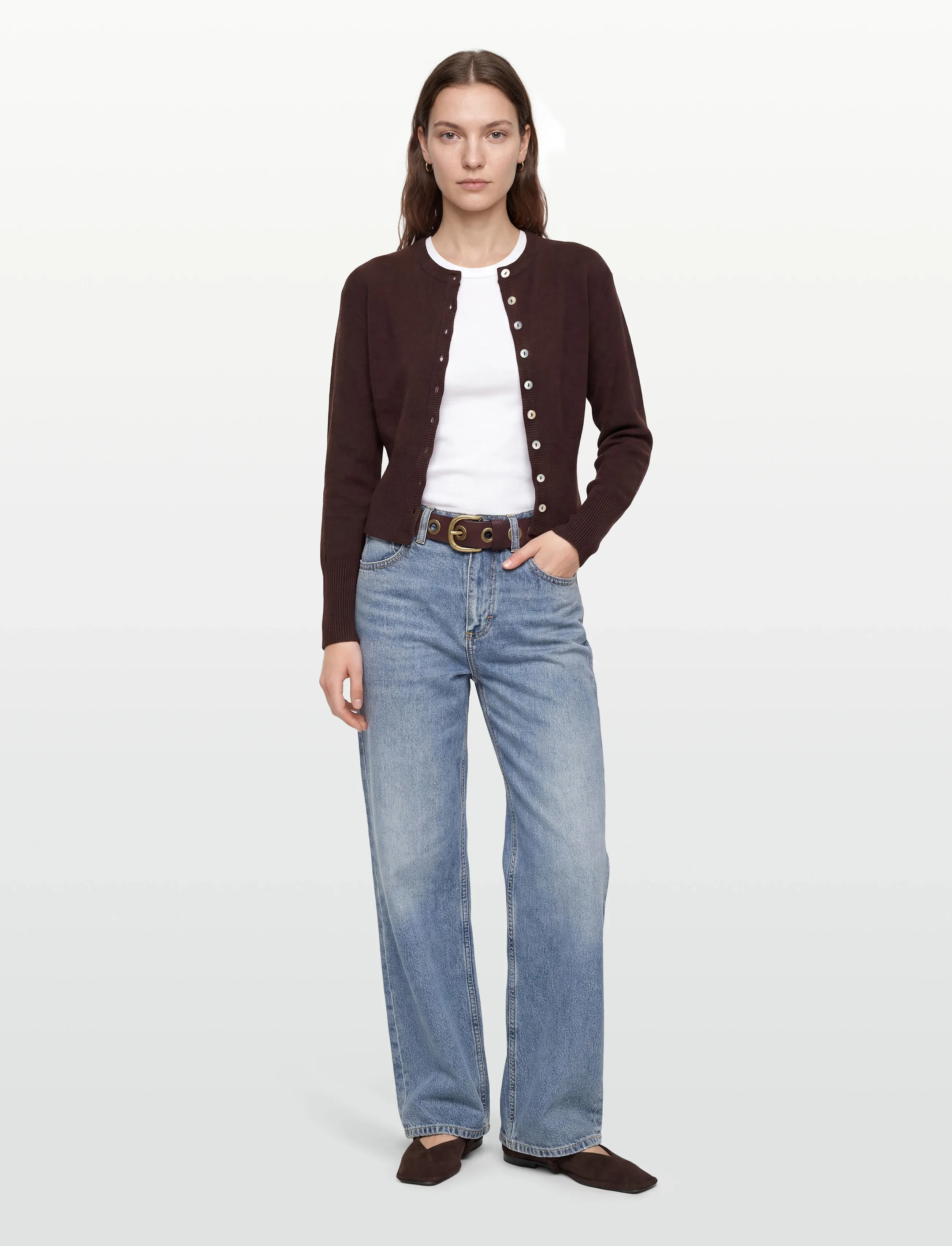 Gina Tricot Fitted Knitted Cardigan, S, Knitwear, Braun - Cardigans, Frauen