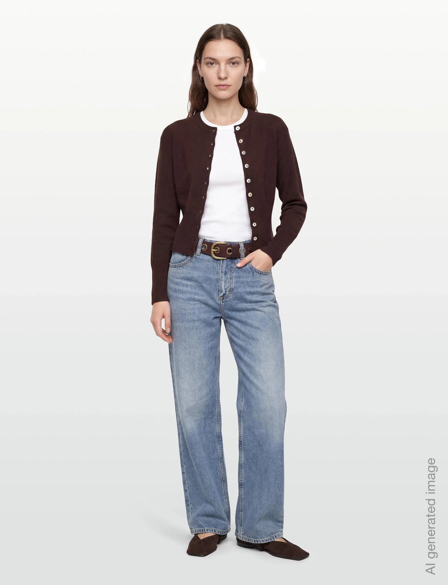 Gina Tricot - Fitted knitted cardigan - koftor - seal brown (7083) - 0