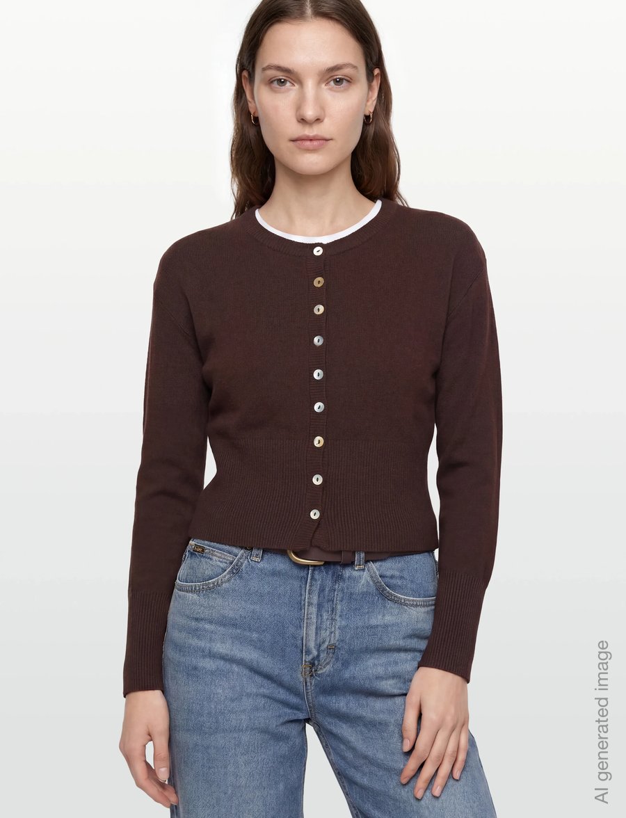 Gina Tricot - Fitted knitted cardigan - koftor - seal brown (7083) - 3