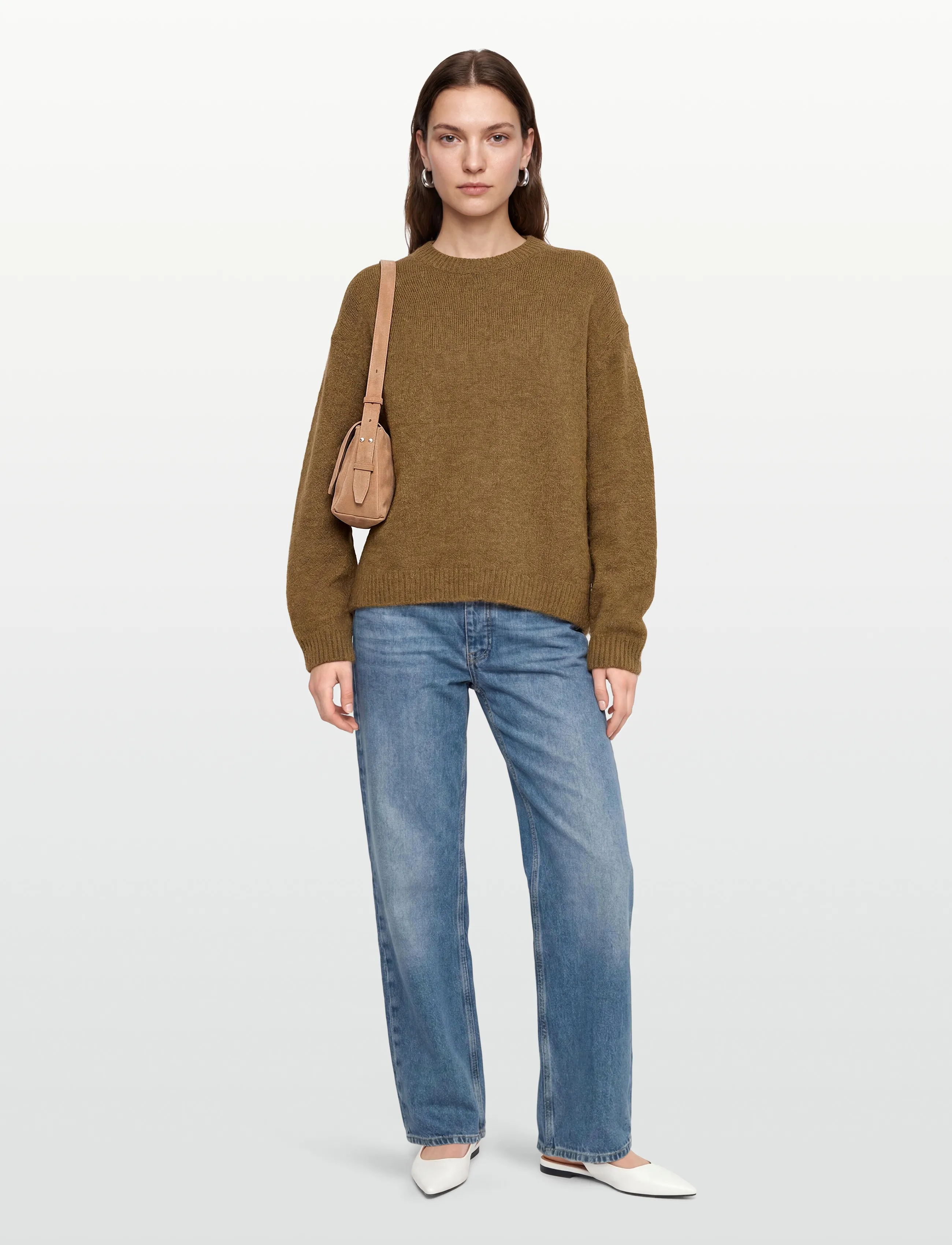 Gina Tricot Crew Neck Knitted Sweater, XL, Knitwear, Khakigrün - Jumpers, Frauen
