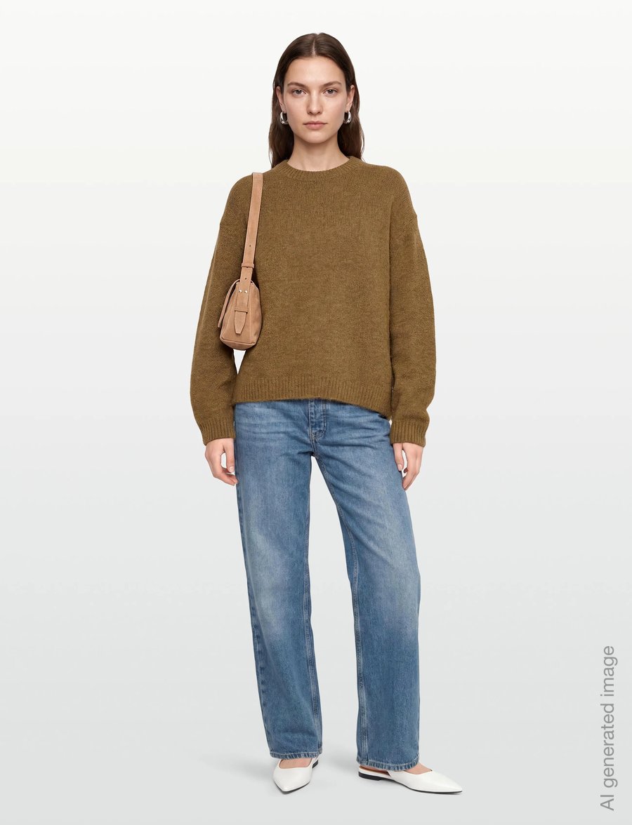 Gina Tricot - Crew neck knitted sweater - kampsunid - olive melange (6972) - 0