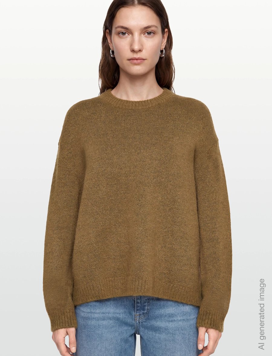 Gina Tricot - Crew neck knitted sweater - kampsunid - olive melange (6972) - 3