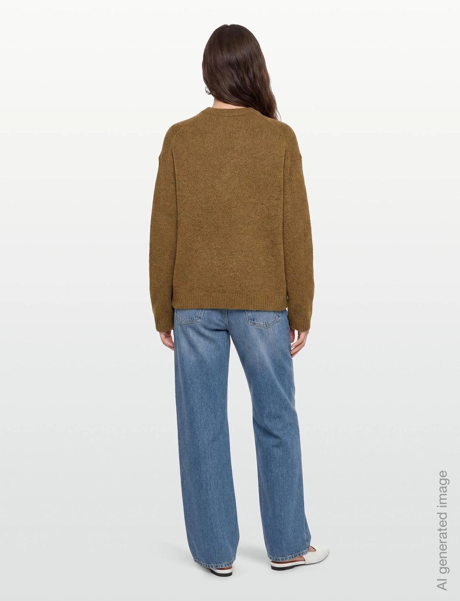 Gina Tricot - Crew neck knitted sweater - kampsunid - olive melange (6972) - 4