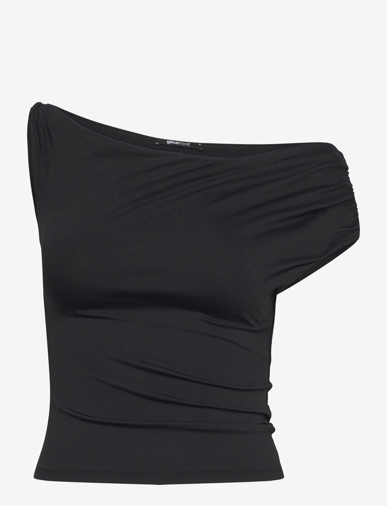 Gina Tricot - Asymmetric top - kortärmade blusar - black (9000) - 0