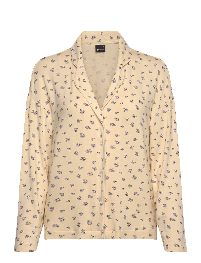 Gina Tricot - Soft pyjamas shirt - hauts - yellow flower (2201) - 0
