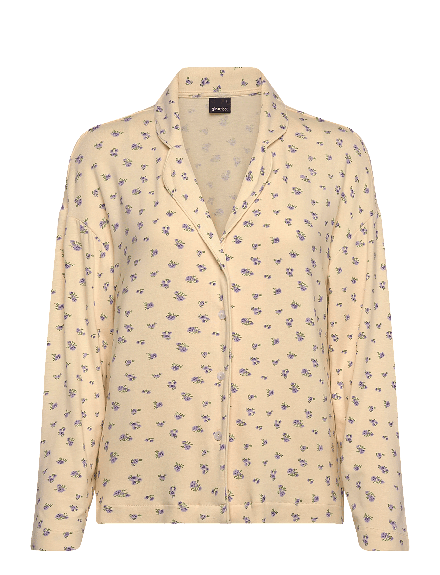 Gina Tricot - Soft pyjamas shirt - oberteile - yellow flower (2201) - 0