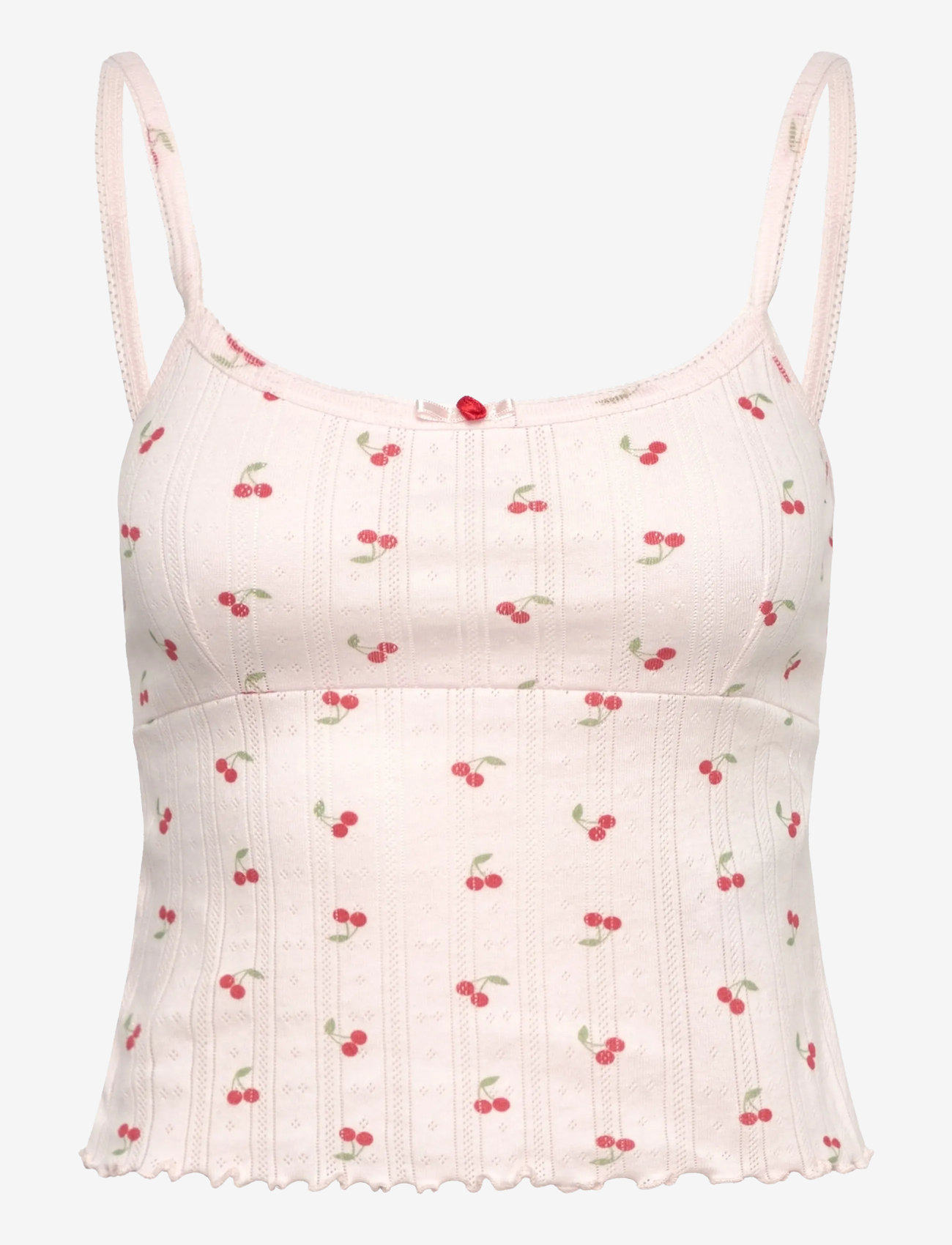 Gina Tricot - Pointelle singlet - alussärgid - cherry aop - 0