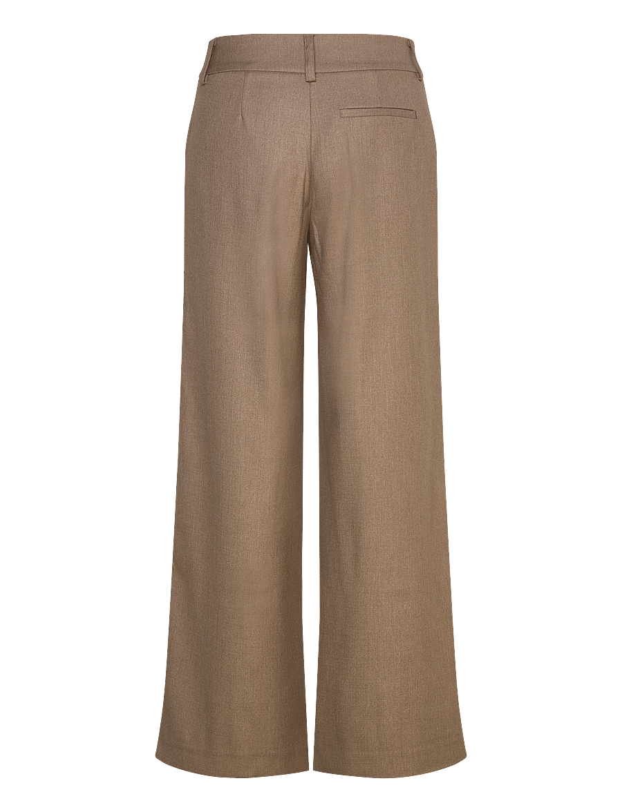 Gina Tricot - Low wide pleated trousers - leveälahkeiset housut - beige melange (1186) - 1