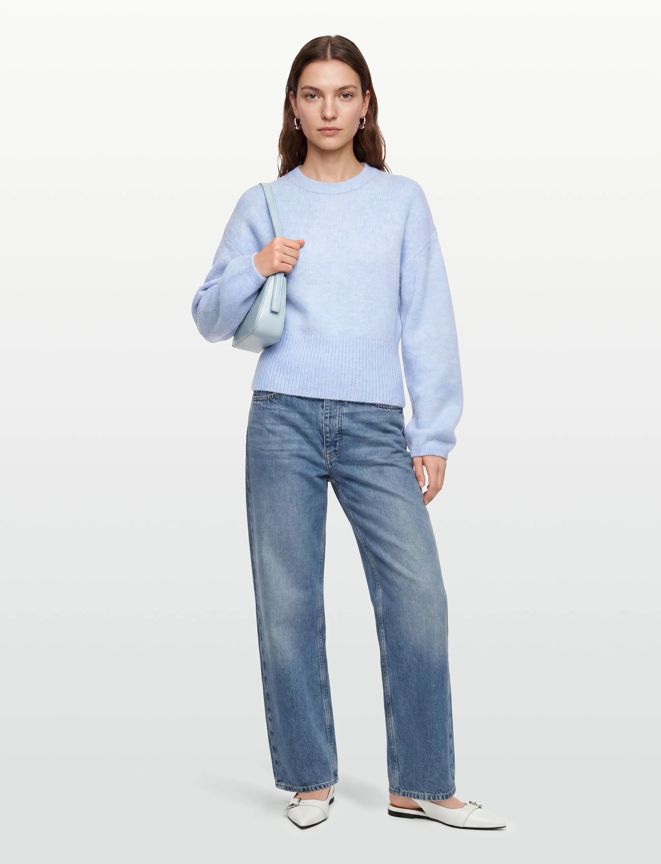 Gina Tricot Wide Sleeve Knitted Sweater, M, Knitwear, Blau - Jumpers, Frauen