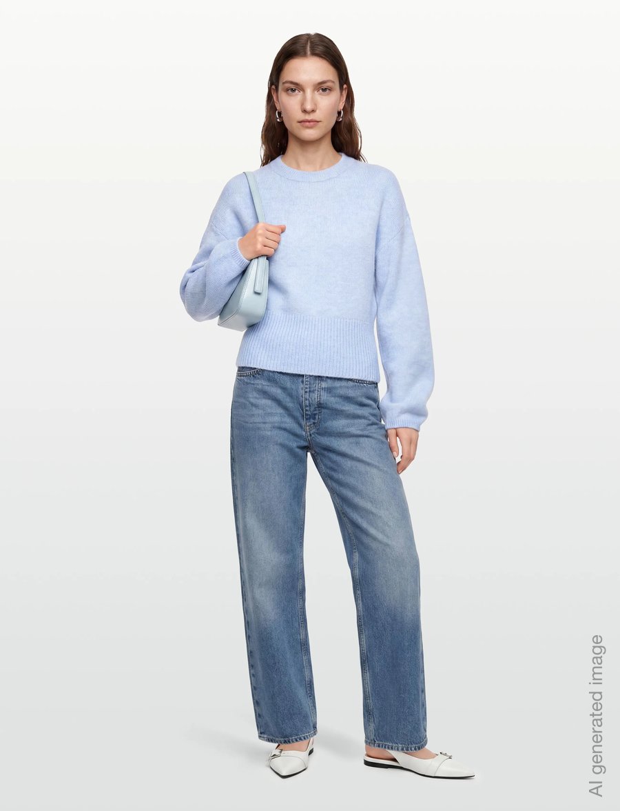 Gina Tricot - Wide sleeve knitted sweater - striktrøjer - cashmere blue (5091) - 0